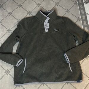 L.L. Bean Men's Olive Green Snap Button Radiator Fleece